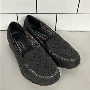 Skechers Relaxed Fit Memory Foam Black Faux Leather Loafers Women’s Size 7